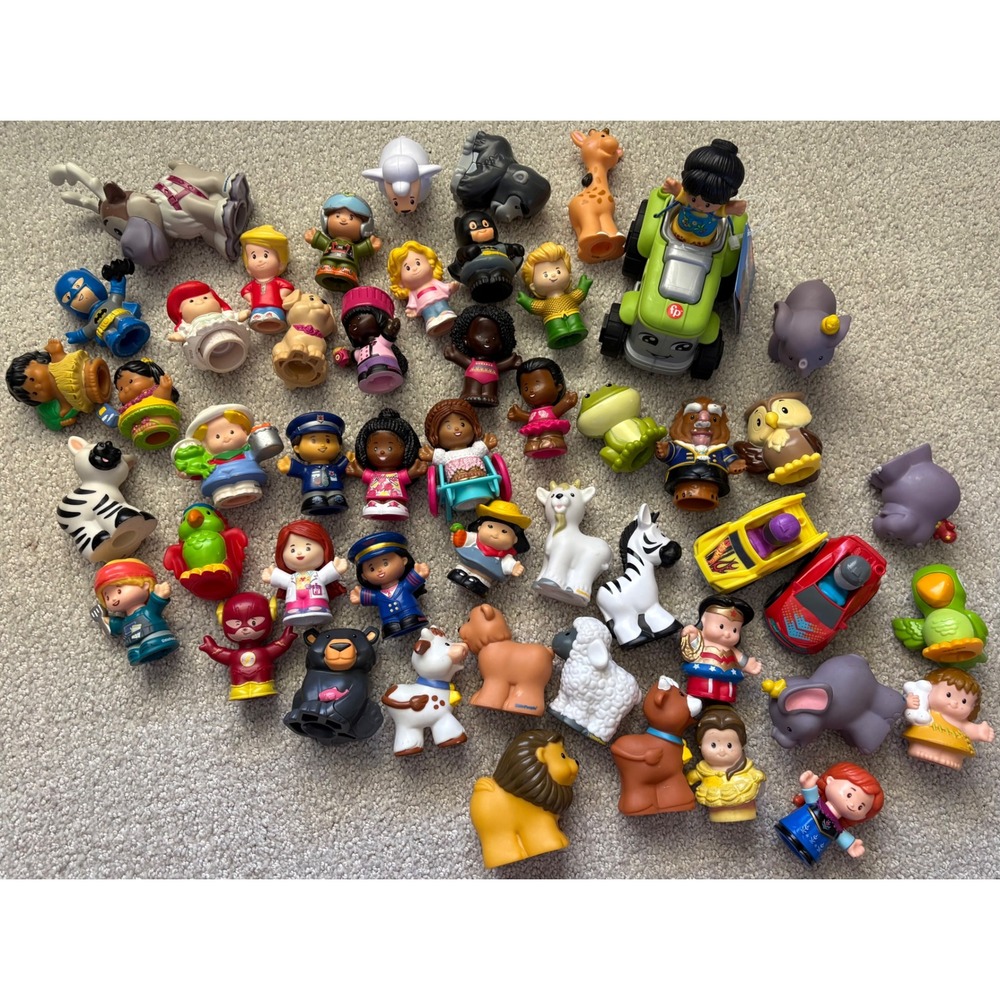 Fisher Price Little People Lot 50 Figures Animals Vehicles Batman Wonder Woman